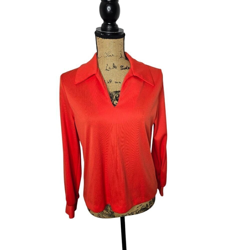 Vintage 70s Red Collared Neck Basic Shirt